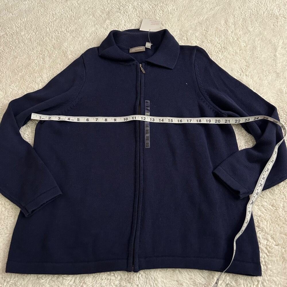 NWT Croft & Barrow Womens Sz 2XL Full Zip Navy Casual Sweater Knit Teacher Soft - Picture 4 of 7